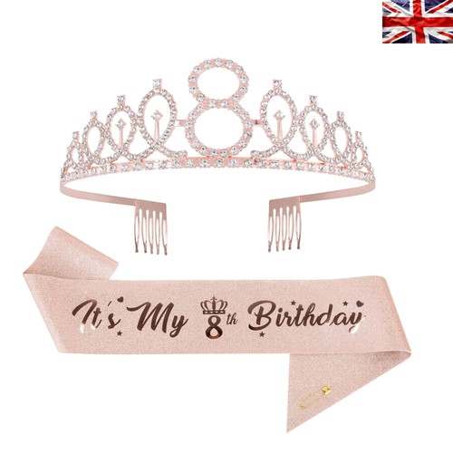 8th birthday tiara - 8th, gold