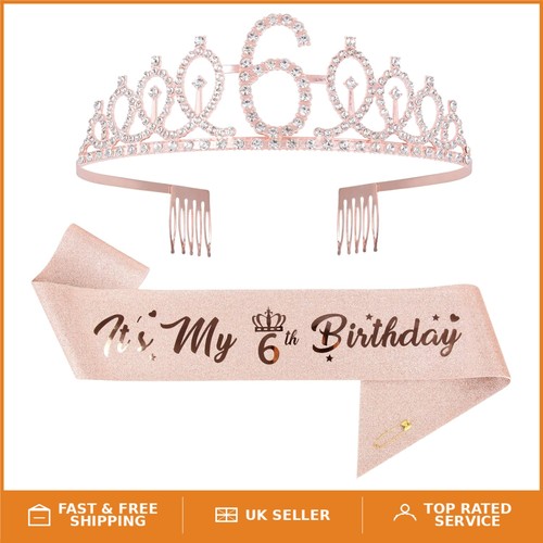 Rose gold 6th birthday sash - gold, &