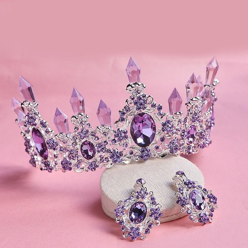 7cm tall purple crystal - tall,