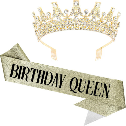Birthday queen gold crown - birthday,